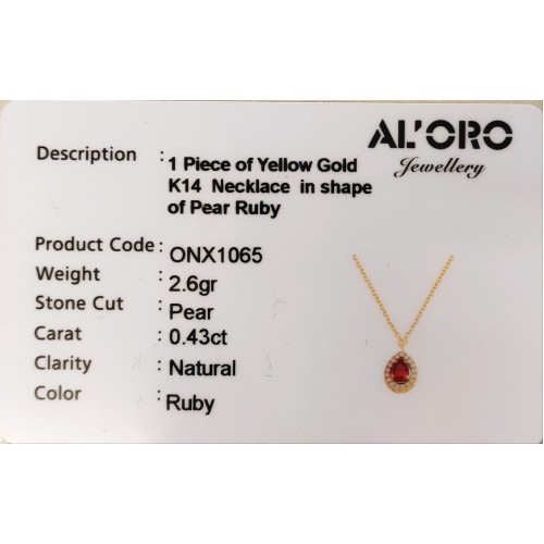 14K Χρυσό Κολιέ με Ρουμπίνι και Ζιργκόν ONX1065