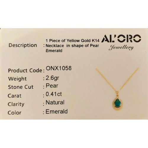 14K Χρυσό Κολιέ με Σμαράγδι και Ζιργκόν ONX1058KL