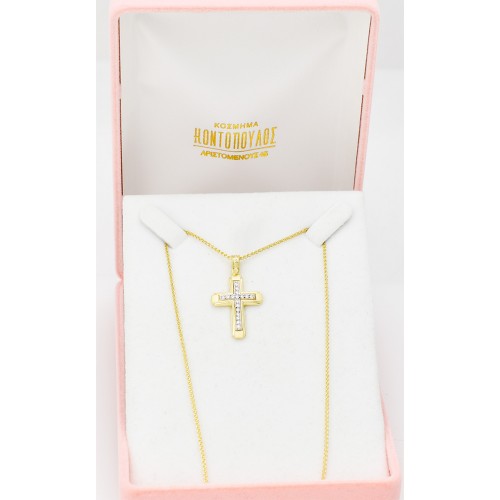 14K Χρυσός Σταυρός Με Ζιργκόν 1.7.1019