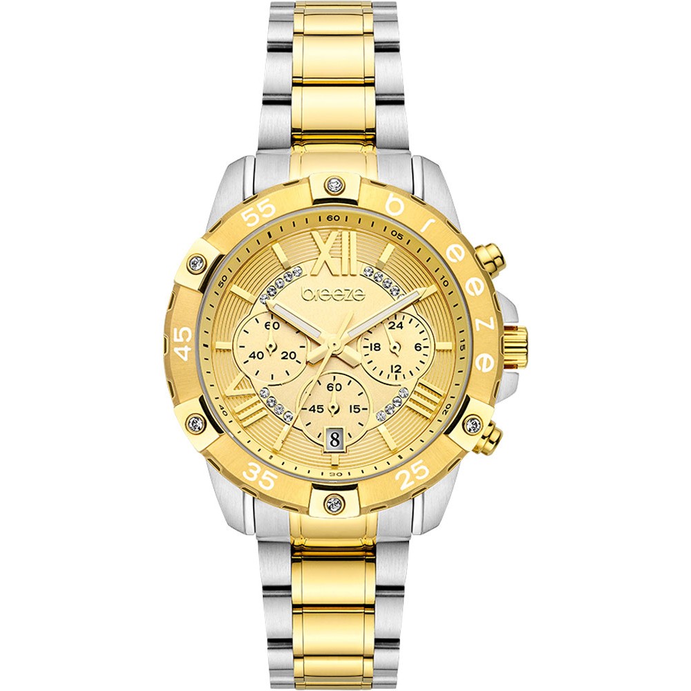 BREEZE Spectacolo Crystals Two Tone Stainless Steel Bracelet Chronograph 2013712441.2