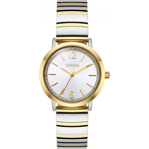 BREEZE Halo με Κρύσταλλα και Μπρασελέ  Δύο Τόνων από Ανοξείδωτο Ατσάλι 2013712571.1 BREEZE Halo με Κρύσταλλα και Μπρασελέ  Δύο Τόνων από Ανοξείδωτο Ατσάλι 2013712571.1