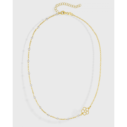 VOGUE 925 Ασήμι Κολιέ Επιχρυσωμένο με "Λουλούδι" και Πέρλες 20171542401