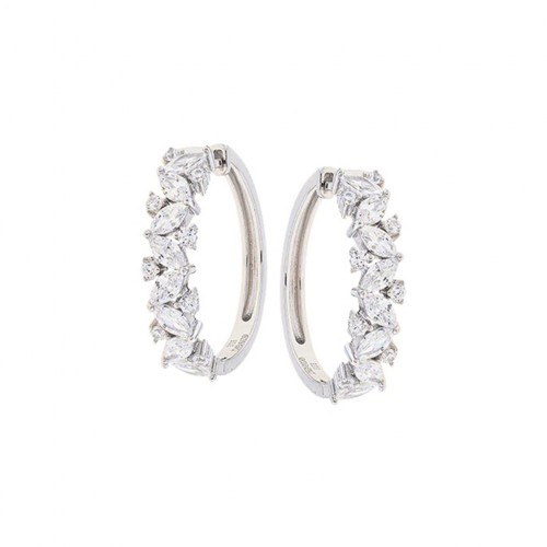 BREEZE 925 Ασημί Σκουλαρίκια Κρίκοι με Ζιργκόν 2017216026.4