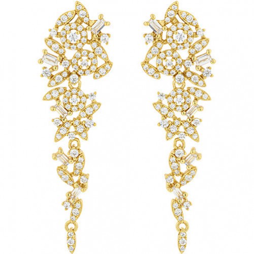 BREEZE 925 Ασημί Επιχρυσωμένα Σκουλαρίκια Κρεμαστά με Ζιργκόν 2017216028.1