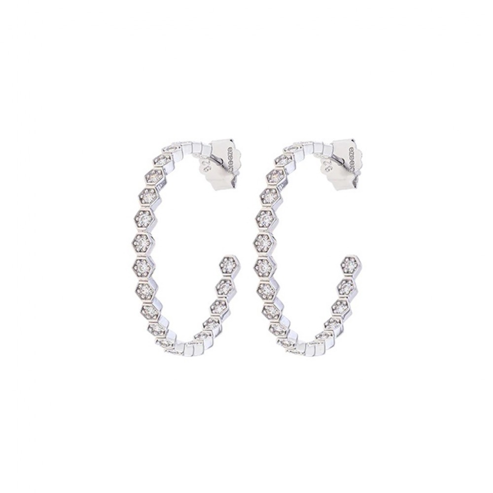 BREEZE 925 Ασημί Σκουλαρίκια Κρίκοι με Ζιργκόν 2017216030.4