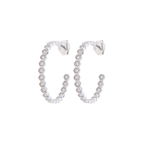 BREEZE 925 Ασημί Σκουλαρίκια Κρίκοι με Ζιργκόν 2017216030.4