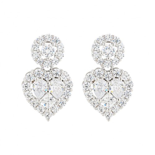 BREEZE 925 Ασημί Σκουλαρίκια Λευκά με Ζιργκόν 2017216033.4