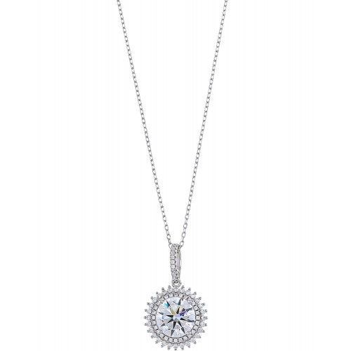 BREEZE Κολιέ "Αστέρι" ΄από Ασήμι 925, με Λευκά Ζιργκόν 2017416003.4