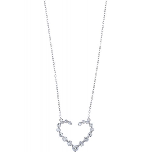 BREEZE Κολιέ ΄''Καρδιά'', Ασήμι 925, με Λευκά Ζιργκόν 2017416005.4