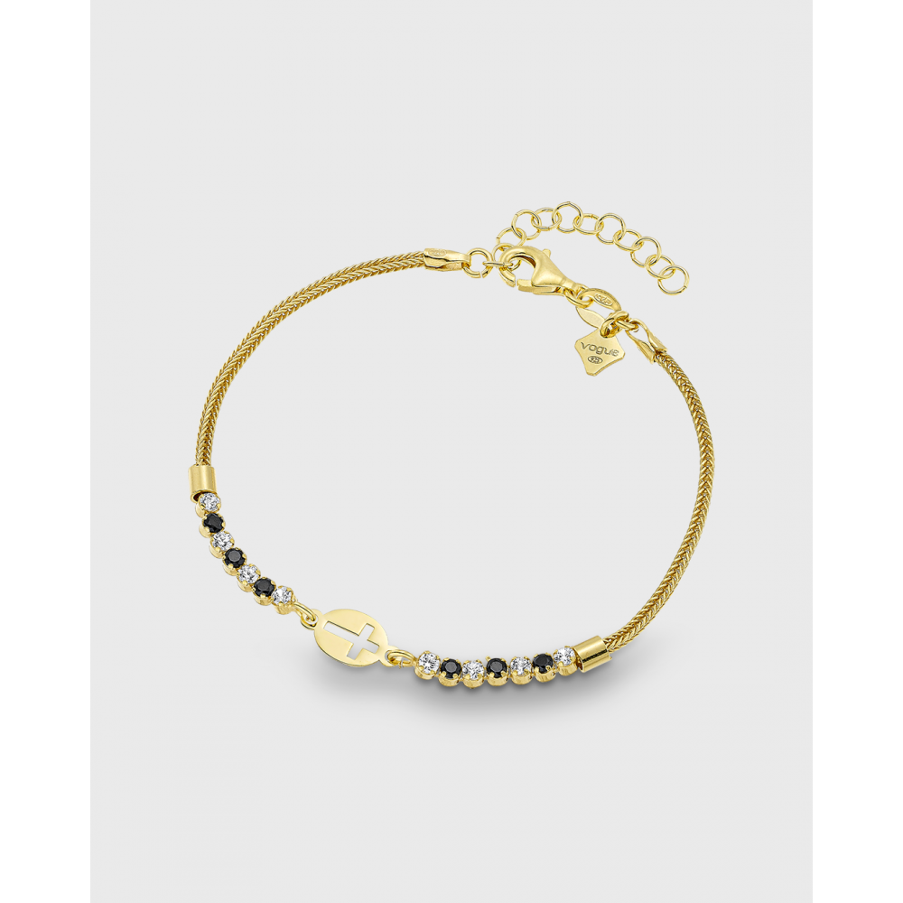 VOGUE 925 Ασήμι Βραχιόλι Επιχρυσωμένο με Σταυρό και Ζιργκόν 20177515301