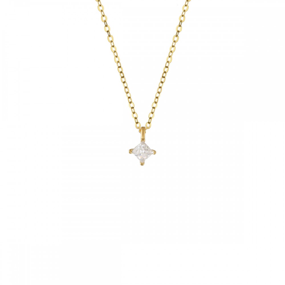 9Κ Χρυσό Κολιέ με Λευκό Ζιργκόν KL2069VR