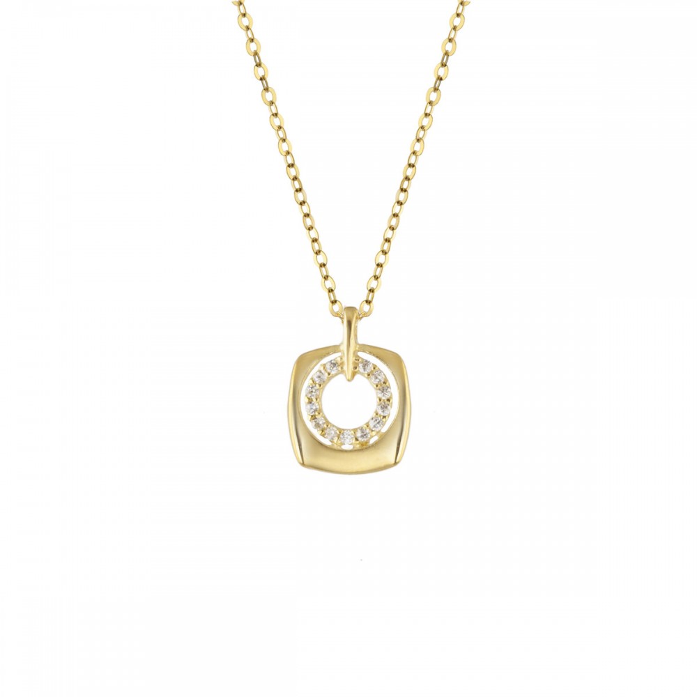 9Κ Χρυσό Κολιέ με Λευκό Ζιργκόν KL2101VR