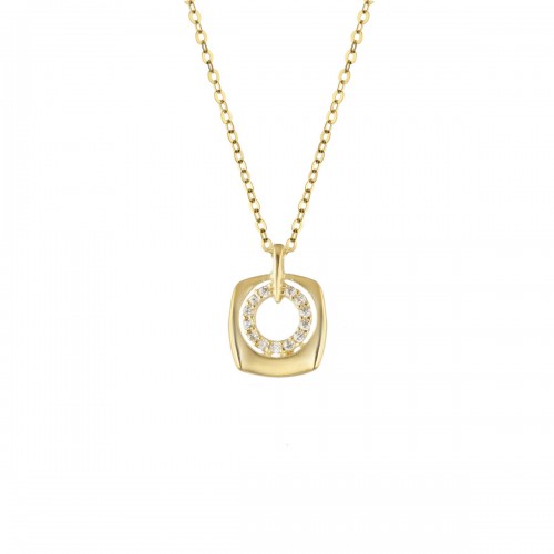 9Κ Χρυσό Κολιέ με Λευκό Ζιργκόν KL2101VR