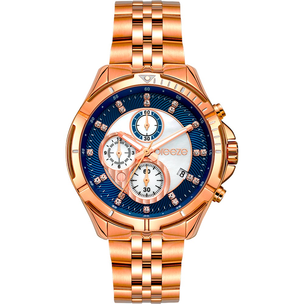 BREEZE Empressa Crystals Rose Gold Stainless Steel Chronograph 212191.3