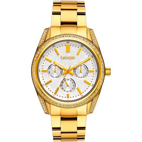 BREEZE Floris Crystals Gold Stainless Steel Bracelet 212201.2