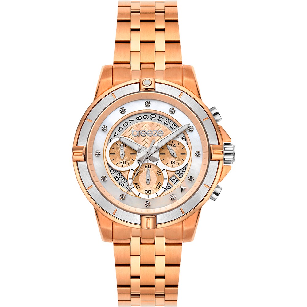 BREEZE Divinia Crystals Rose Gold Stainless Steel Chronograph 212311.4