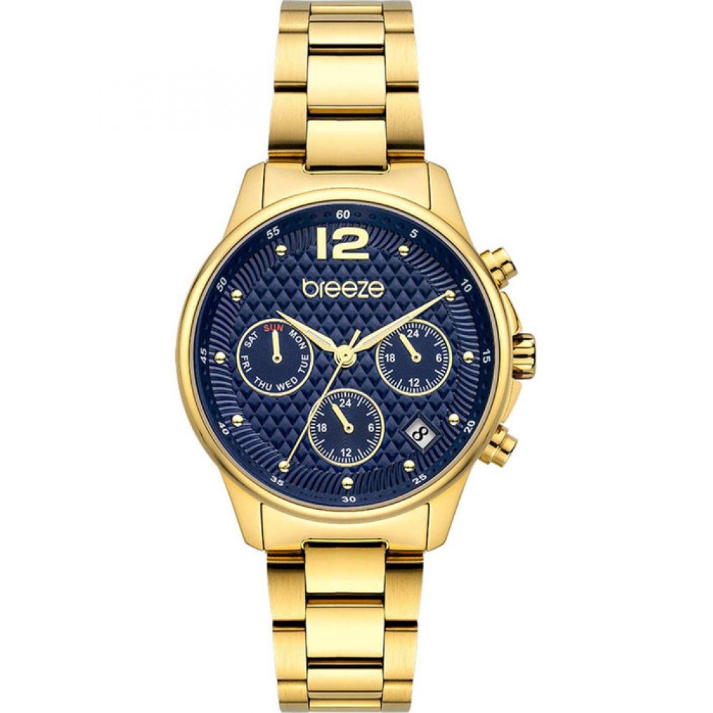 BREEZE Enigma Dual Time Gold Stainless Steel Bracelet 212431.3