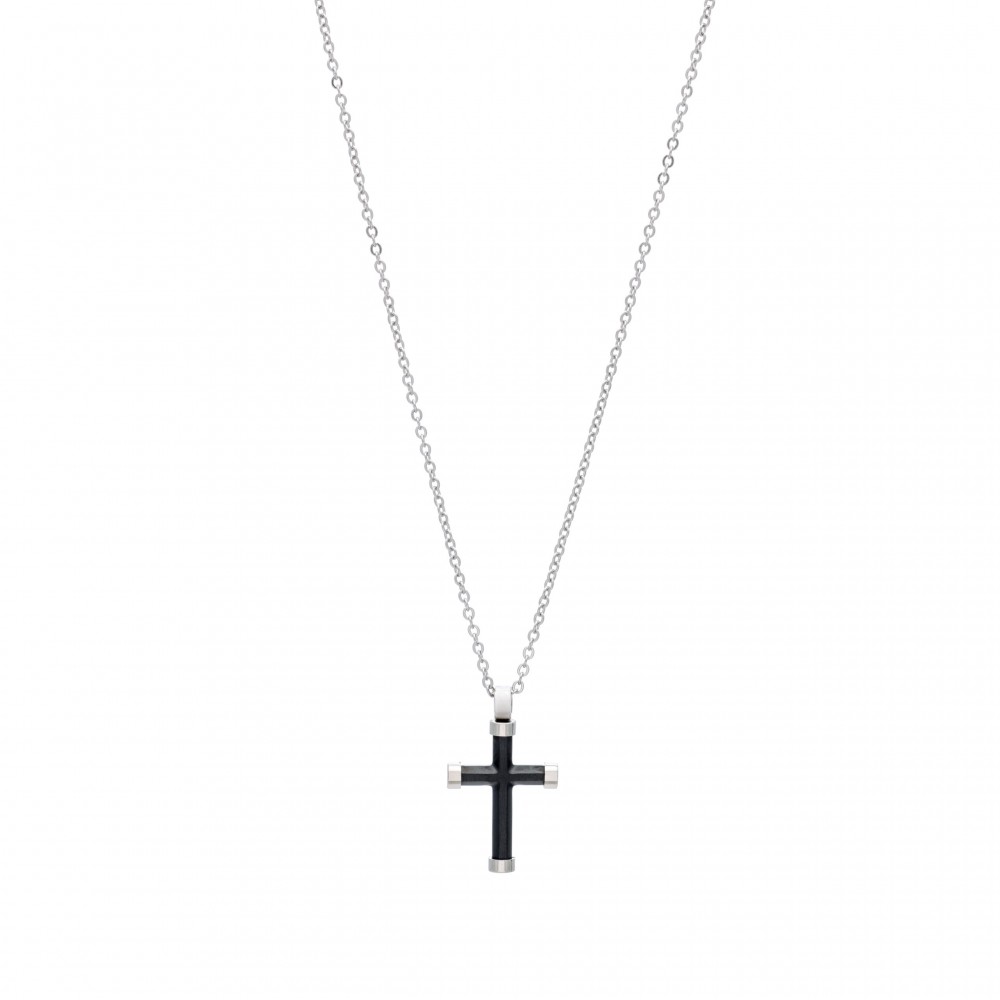 Visetti StainlessSteel Man Cross Necklace 21D-KD014SB