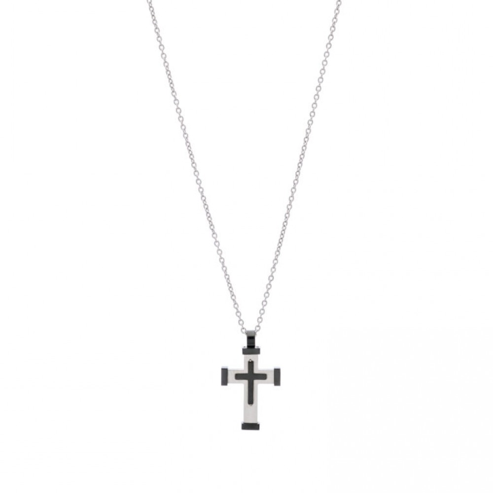 Visetti StainlessSteel Man Cross Necklace 21D-KD015SB