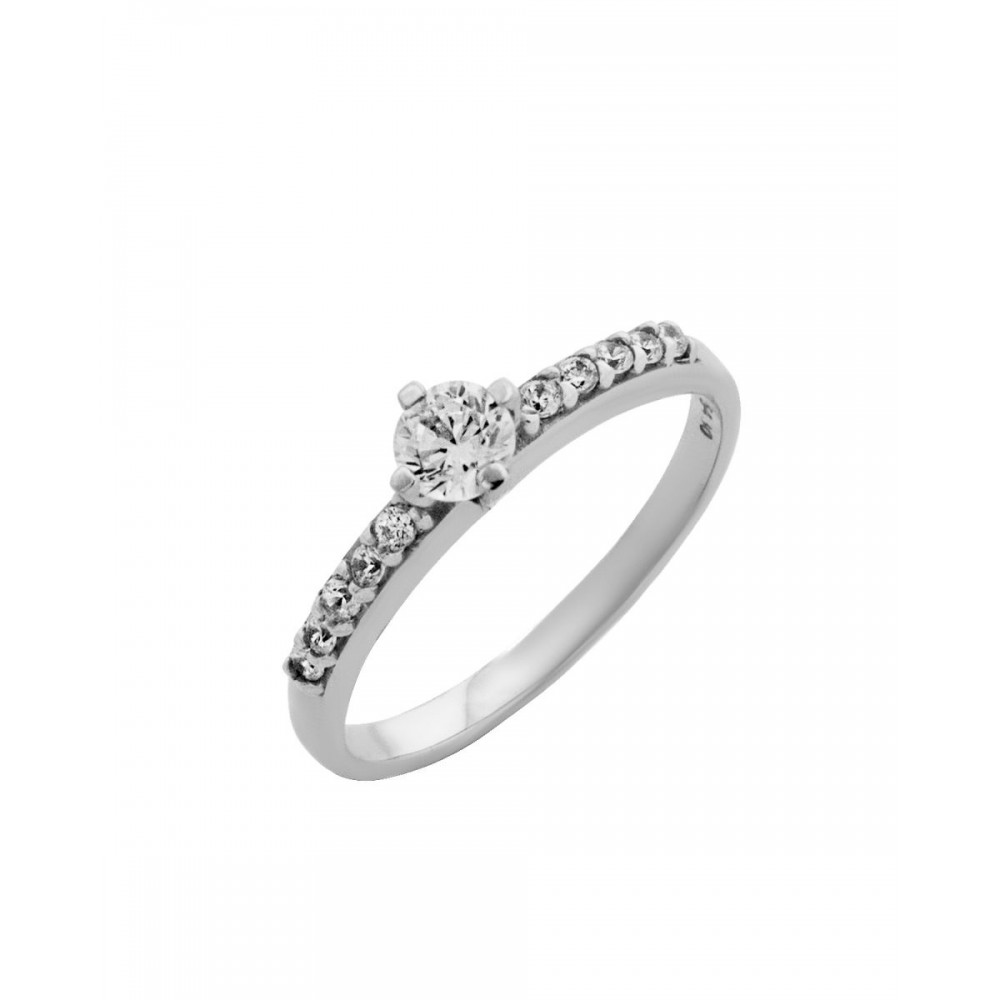 14K Λευκόχρυσο Δαχτυλίδι με Ζιργκόν 3090L1