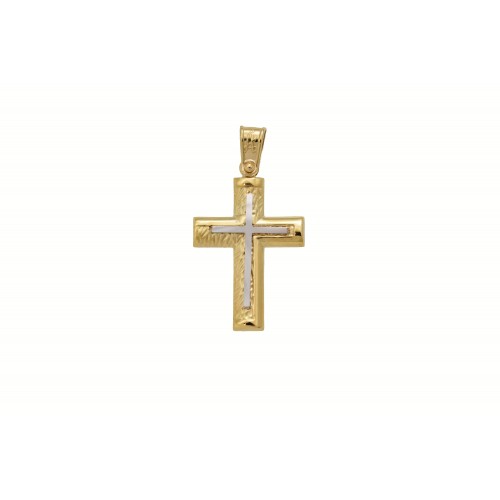 18Κ Χρυσός Δίχρωμος Σταυρός ST152ΑΔ