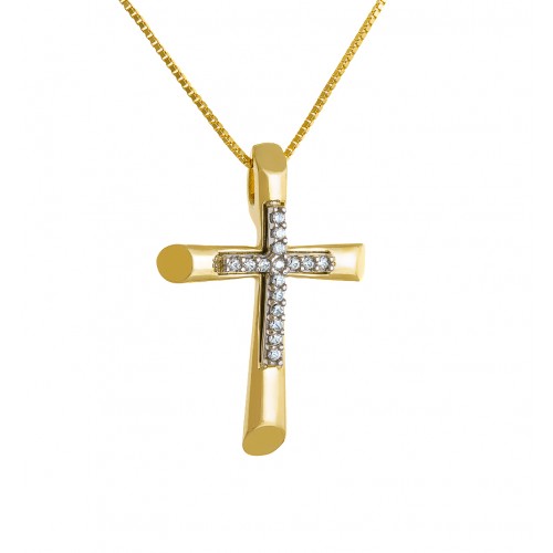 14K Χρυσός Σταυρός με Ζιργκόν 4084K1