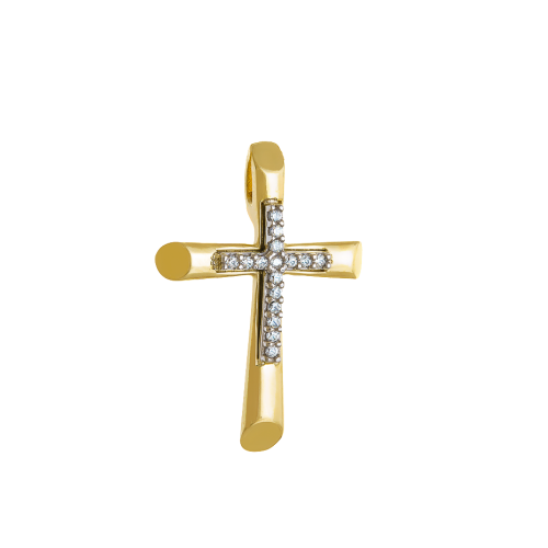 14K Χρυσός Σταυρός με Ζιργκόν 4084K1