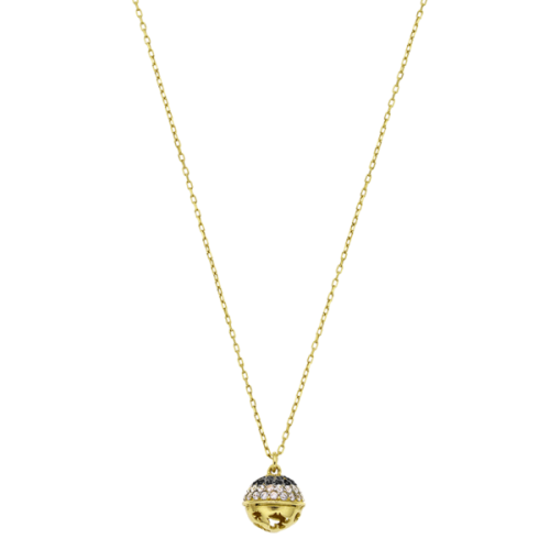 BREEZE Κολιέ ,Ασήμι 925, Επιχρυσωμένο με Λευκά και Μαύρα Ζιργκόν 413004.1