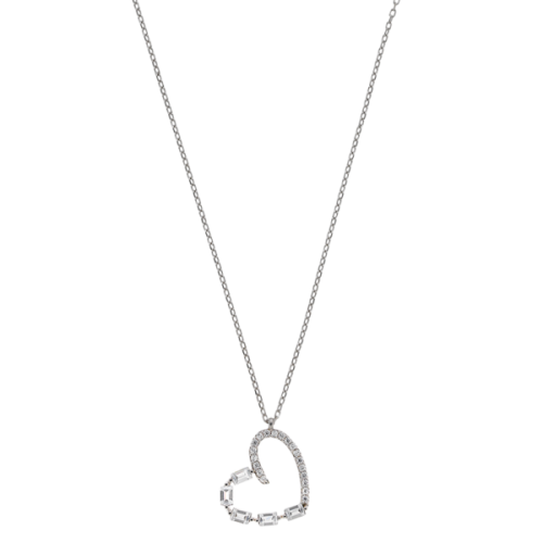 BREEZE Κολιέ ΄''Καρδιά'', Ασήμι 925, Επιμετάλλωση Ροδίου με Λευκά Ζιργκόν 413009.4