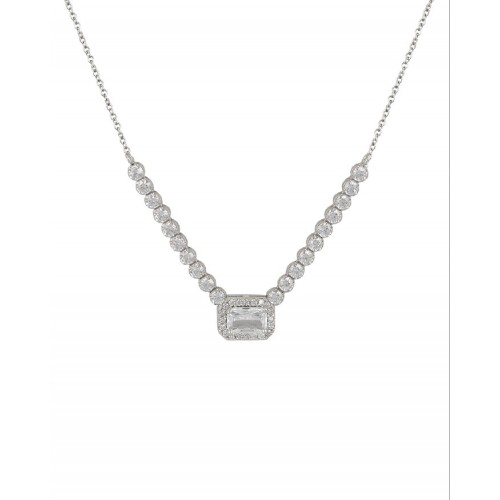 14K Λευκόχρυσο Κολιέ Ροζέτα με Λευκό Ζιργκόν 045818F