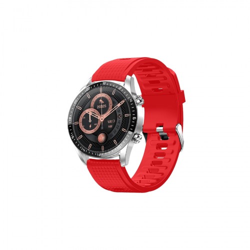 DAS.4 SL13 smartwatch ασημί κάσα και κόκκινο χρώμα λουράκι σιλικόνης 50317