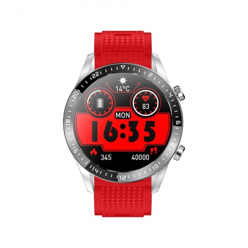 DAS.4 SL13 smartwatch ασημί κάσα και κόκκινο χρώμα λουράκι σιλικόνης 50317