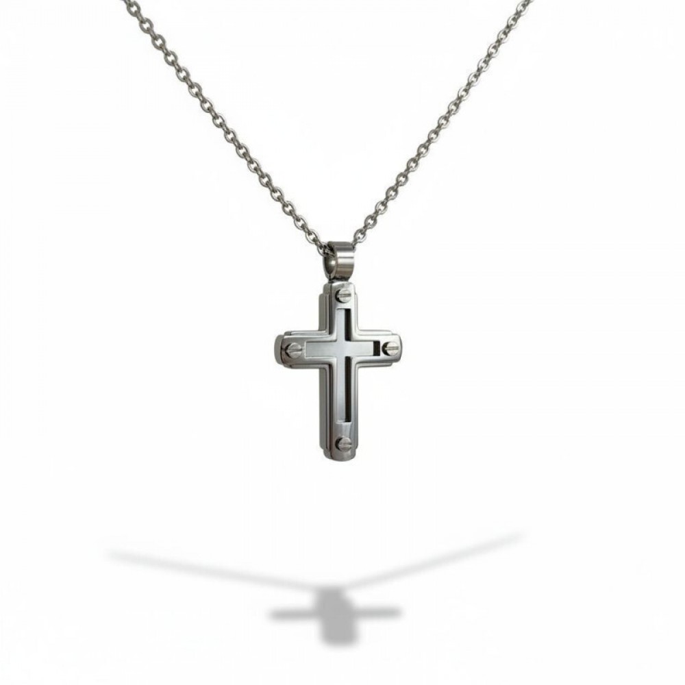 VISETTI Ατσάλινο Κολιέ με Σταυρό Ανδρικό 51D-KD061S