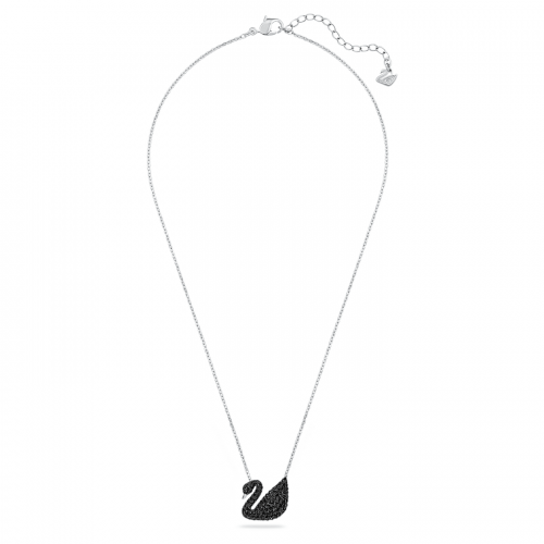 SWAROVSKI Iconic Swan Κολιέ Μαύρο, Επιροδιωμένο 5347329