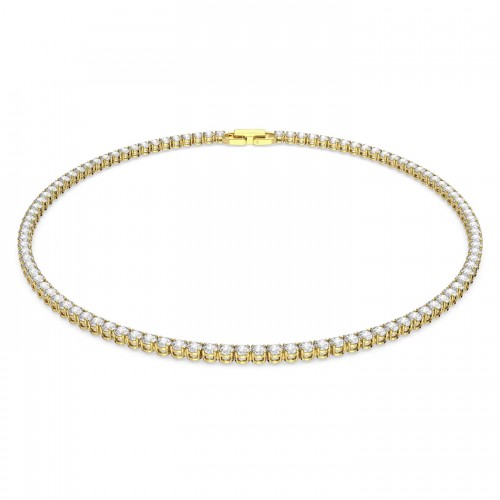 SWAROVSKI Tennis Deluxe Κολιέ Στρογγυλή Κοπή, Λευκό, Επιχρυσωμένο 5511545
