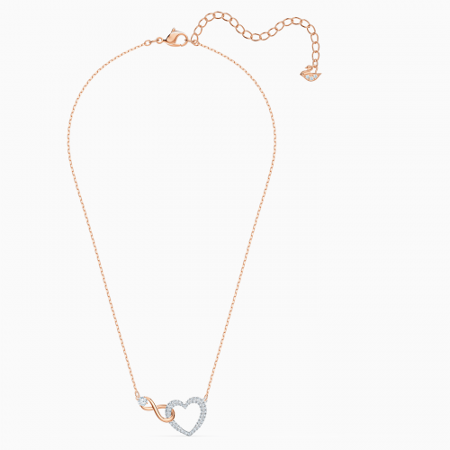 SWAROVSKI Infinity Κολιέ Άπειρο και καρδιά, Λευκό, Επιμετάλλωση από διάφορα μέταλλα 5518865
