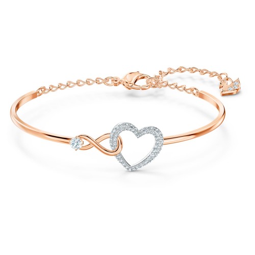 SWAROVSKI Infinity Heart Άκαμπτο βραχιόλι, Λευκό, Φινίρισμα από διάφορα μέταλλα 5518869