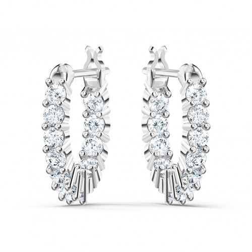 SWAROVSKI Vittore Mini Hoop Pierced Earrings White Rhodium Plated  5562126