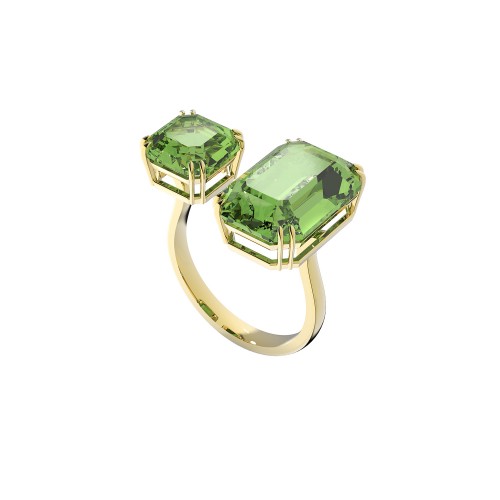 SWAROVSKI Millenia Ring Square Cut Green Gold Tone Rhodium Plated 5614923