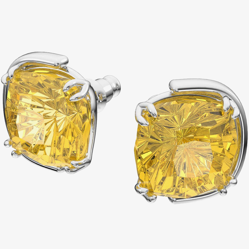 SWAROVSKI Harmonia Σκουλαρίκια με καρφάκι Κρύσταλλα κοπής cushion, Κίτρινο, Επιροδιωμένο 5616511