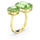 SWAROVSKI Millenia Ring Square Cut Green Gold Tone Rhodium Plated 5614923