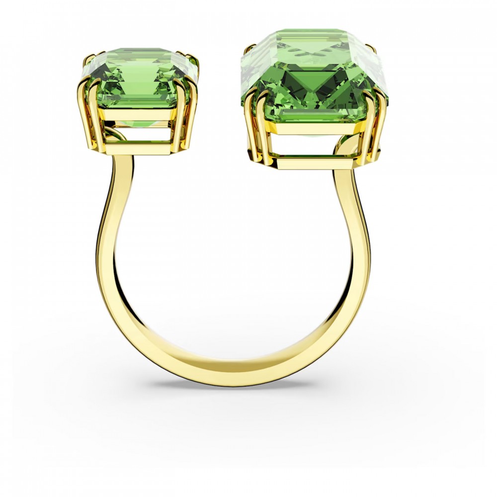 SWAROVSKI Millenia Ring Square Cut Green Gold Tone Rhodium Plated 5614923