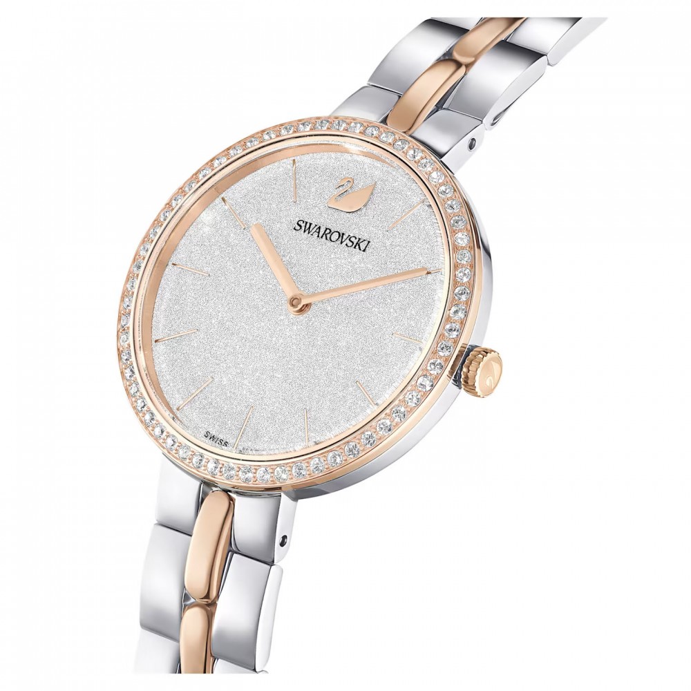 SWAROVSKI Cosmopolitan watch Swiss Made, Metal bracelet, White, Rose gold-tone finish 5644081