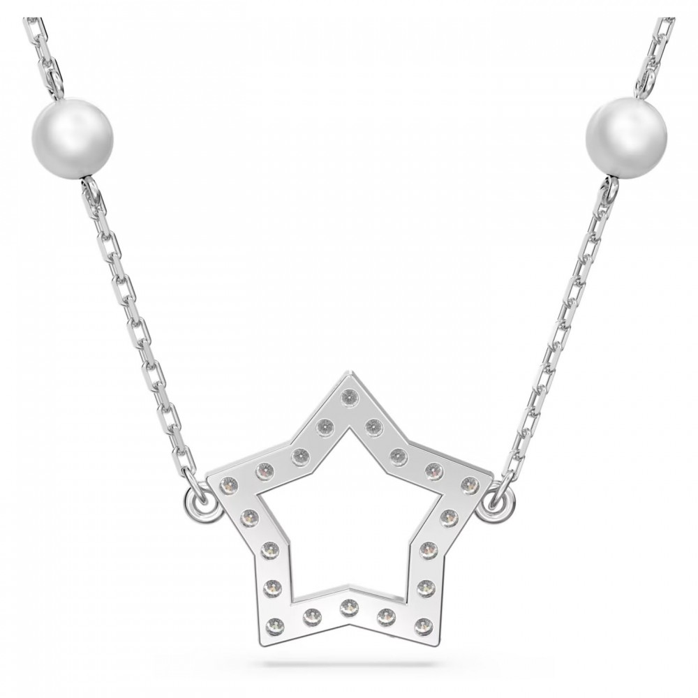SWAROVSKI Stella Κολιέ Crystal pearls Αστέρι, Λευκό, Επιροδιωμένο 5645379