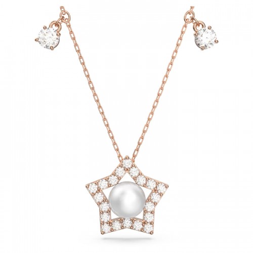 SWAROVSKI Stella Κολιέ, Μικτές Στρογγυλές Κοπές, Αστέρι, Λευκό, Ροζ Επιχρυσωμένο 5645382