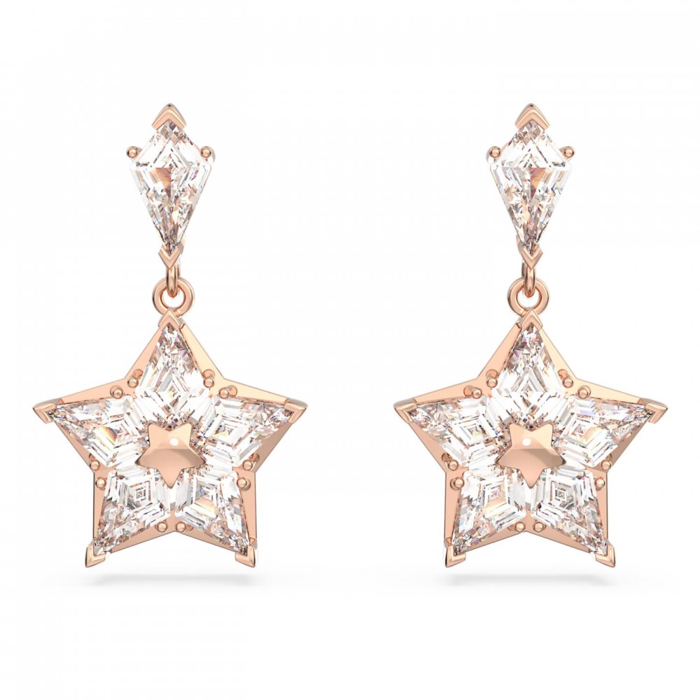 SWAROVSKI Stella Σκουλαρίκια-σταγόνα με καρφάκι, Ρομβοειδής κοπή, Αστέρι, Λευκά, Ροζ Επιχρυσωμένα 5645466