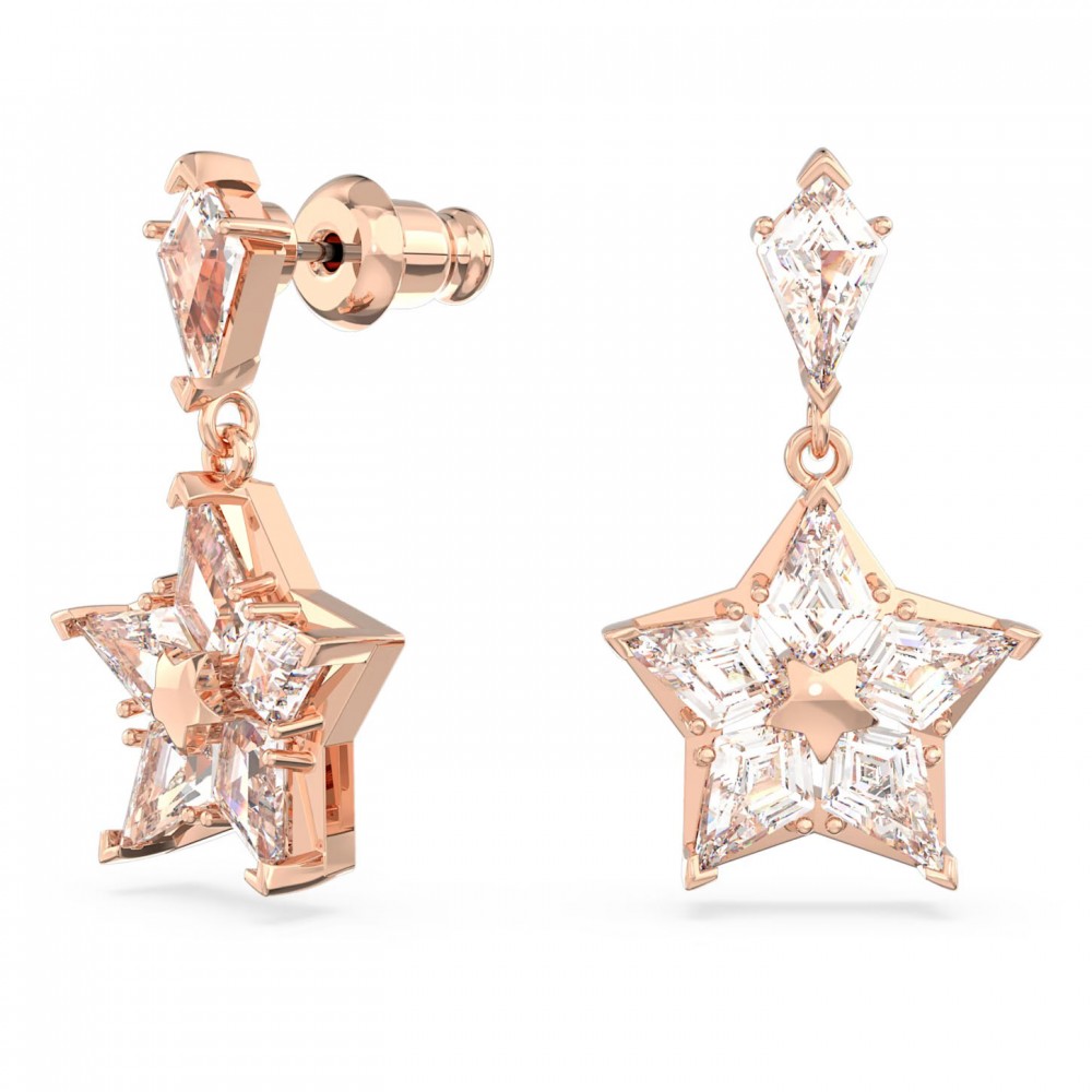 SWAROVSKI Stella Σκουλαρίκια-σταγόνα με καρφάκι, Ρομβοειδής κοπή, Αστέρι, Λευκά, Ροζ Επιχρυσωμένα 5645466