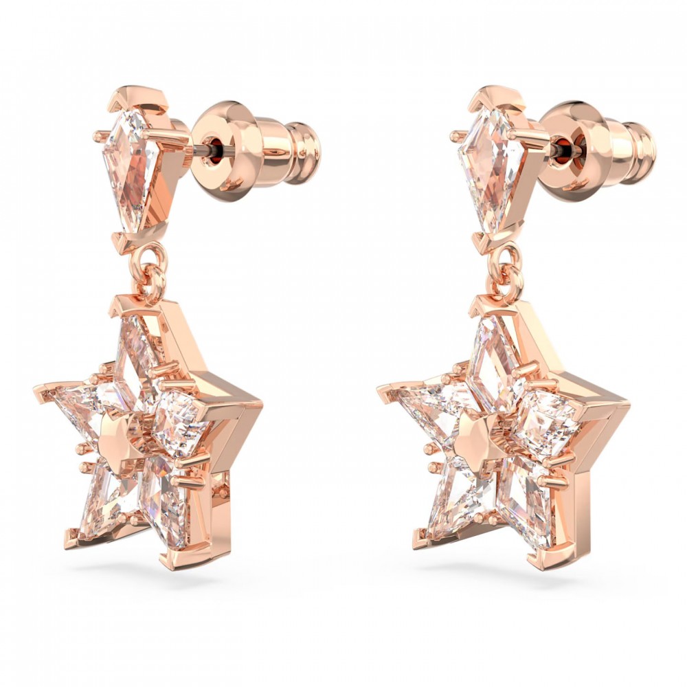 SWAROVSKI Stella Σκουλαρίκια-σταγόνα με καρφάκι, Ρομβοειδής κοπή, Αστέρι, Λευκά, Ροζ Επιχρυσωμένα 5645466