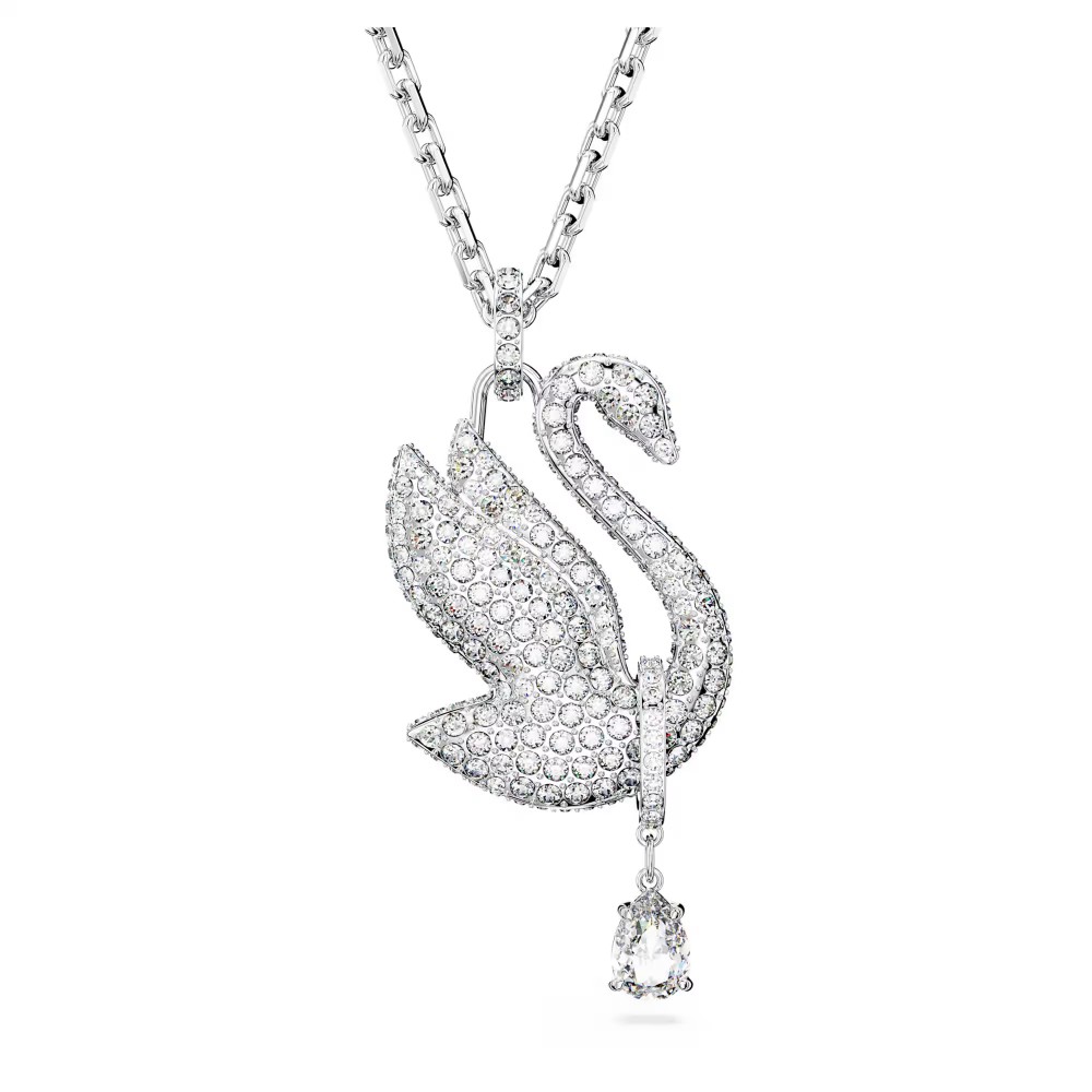 SWAROVSKI Swan Κολιέ Κύκνος, Mακρύ, Λευκό, Επιροδιωμένο 5647546