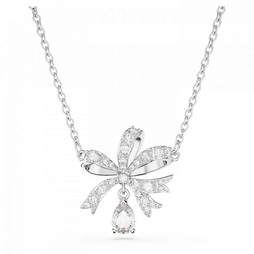 SWAROVSKI Volta Κολιέ Φιόγκος, Mικρό, Λευκό, Επιροδιωμένο 5647583